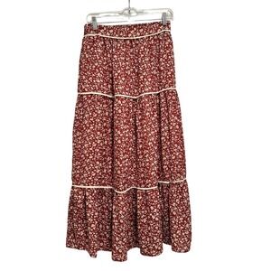 Promesa Floral Tiered Maxi Skirt Size Small Boho Peasant Prairie Cottagecore